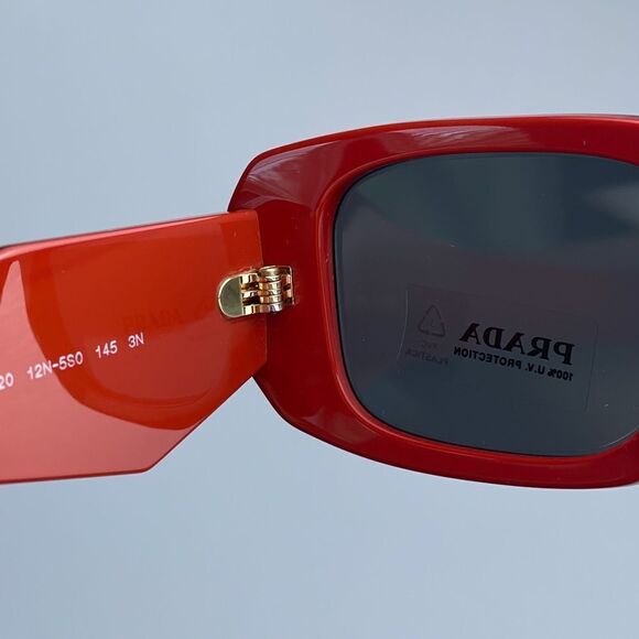 NEW Prada PR17WS 12N5S0 Orange Black Dark Grey Rectangle Unisex Sunglasses - Picture 13 of 13